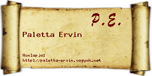 Paletta Ervin névjegykártya